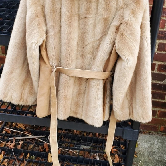 Lilli Ann London Leathers Faux Fur‎ Vintage Trench Coat S - Picture 6 of 16